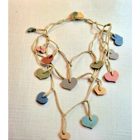 Handmade Wooden Heart Necklace Boho Chic Festival Hippie Inspired Stackable - Picture 5 of 6